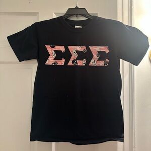 Size small Black T-shirt with Tri Sigma Letters